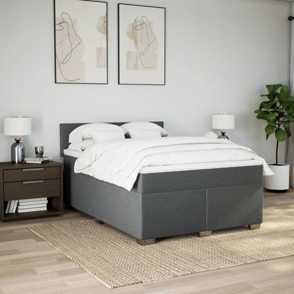 vidaXL Boxspring posteľ s matracom tmavosiv&aacute; 160x200 cm l&aacute;tka