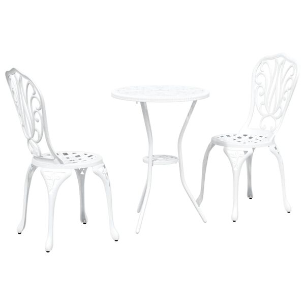 vidaXL Záhradný bistro set 3 pcs Biela Hliník