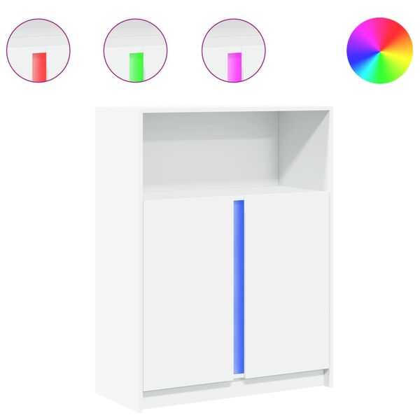 vidaXL Komoda s LED biela 77x34x100 cm kompozitné drevo