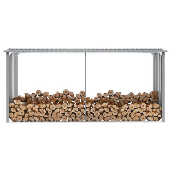 vidaXL Záhradná kôlňa na drevo galvanizovaná oceľ 330x92x153 cm sivá