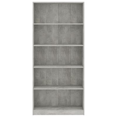vidaXL Knižnica, 5 políc, betónovo sivá 80x24x175 cm, kompozitné drevo