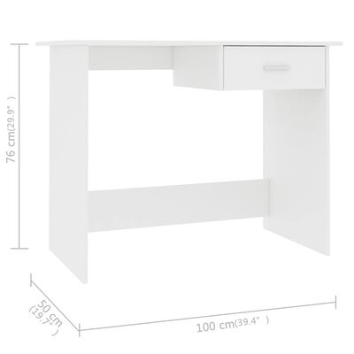 vidaXL Stôl biely 100x50x76 cm drevotrieska