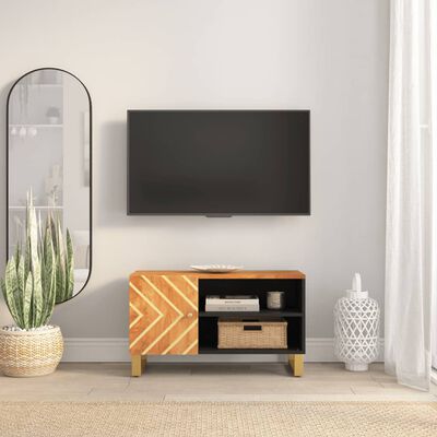 vidaXL TV skrinka hnedo-čierna 80x31,5x46 cm masívne mango