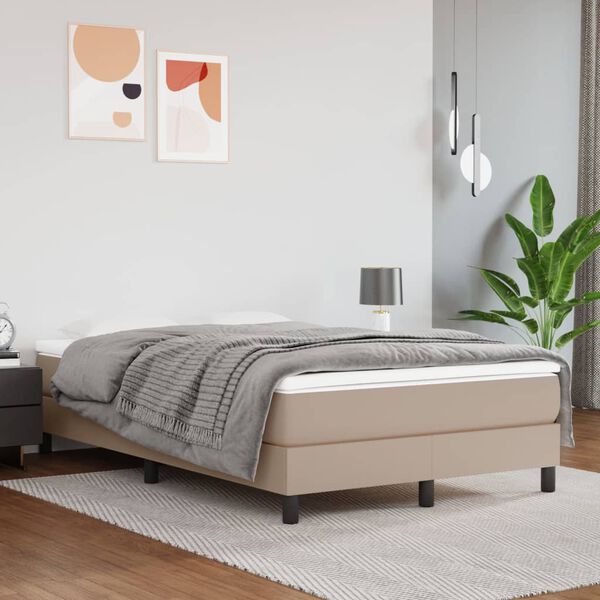 vidaXL Boxspring posteľ+matrac, kapuč&iacute;nov&aacute; 120x190cm, umel&aacute; koža