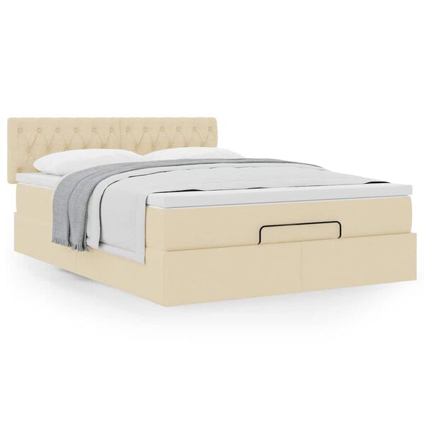 vidaXL Osmansk&aacute; posteľ s matracom kr&eacute;mov&aacute; 140x200 cm l&aacute;tka