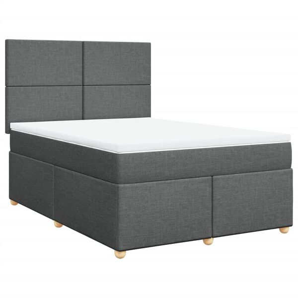 vidaXL Boxspring posteľ s matracom tmavosiv&aacute; 140x190 cm l&aacute;tka