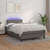 vidaXL Boxspring posteľ s matracom a LED, siv&aacute; 120x190 cm, umel&aacute; koža