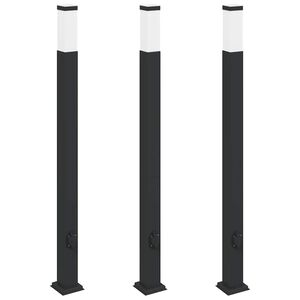 vidaXL Stĺpikov&eacute; svetl&aacute; so z&aacute;suvkou 3 ks 110 cm čierne IP44