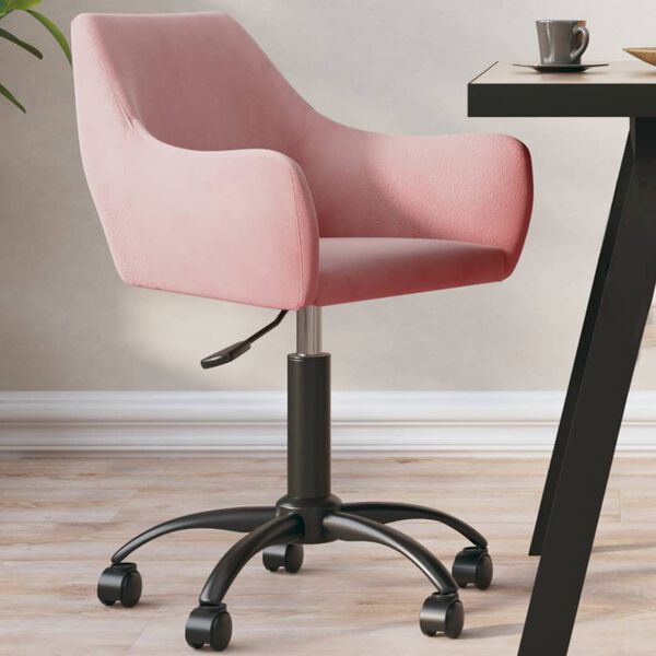 vidaXL Otočn&aacute; jed&aacute;lensk&aacute; stolička ružov&aacute; zamatov&aacute;