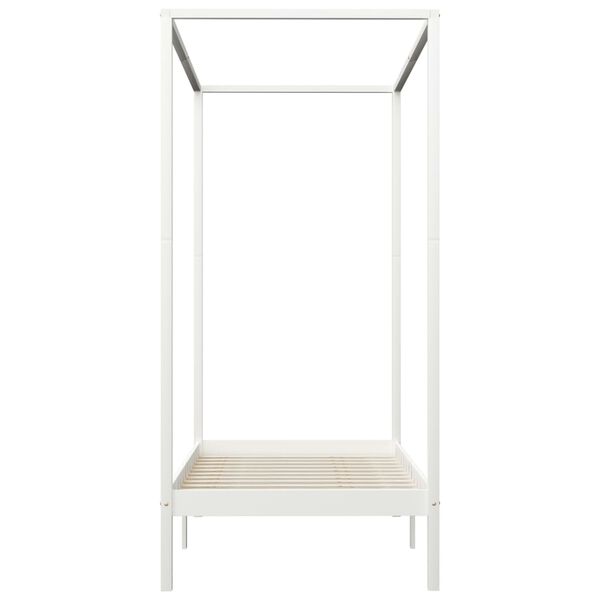 vidaXL Posteľn&yacute; r&aacute;m, baldach&yacute;n, 2 z&aacute;suvky, biely, borovica 90x200 cm