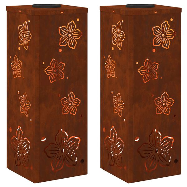 vidaXL Sol&aacute;rne LED svetlo na chodn&iacute;k 2 pcs Cortenov&aacute; oceľ