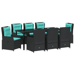 vidaXL Z&aacute;hradn&yacute; jed&aacute;lensk&yacute; set 9 ks Čierna Poly ratan