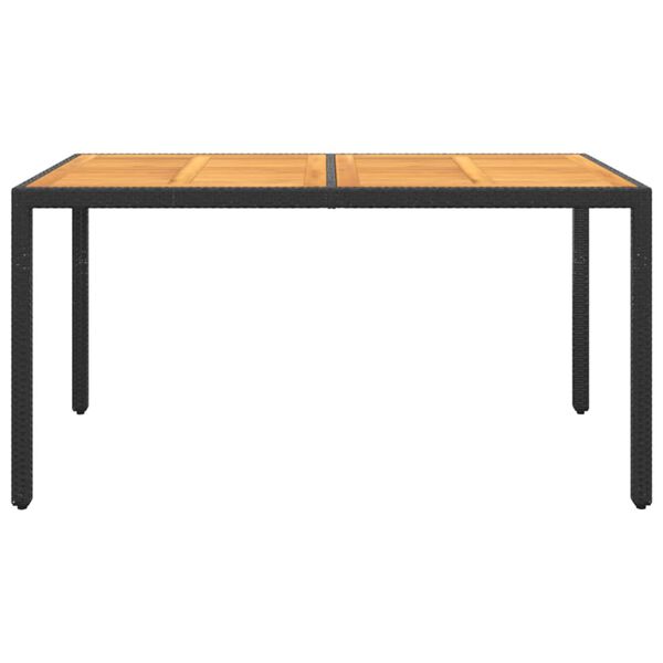 vidaXL Z&aacute;hradn&yacute; st&ocirc;l 150x90x75 cm ak&aacute;ciov&eacute; drevo a polyratan čierny