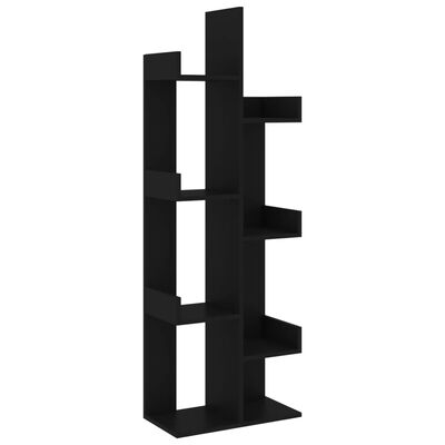vidaXL Knižnica čierna 48x25,5x140 cm drevotrieska