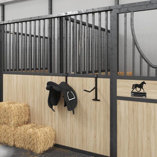 vidaXL Ve&scaron;iak na sedlo h&aacute;k na uzdu jednoramenn&yacute; prenosn&yacute; čierny železo