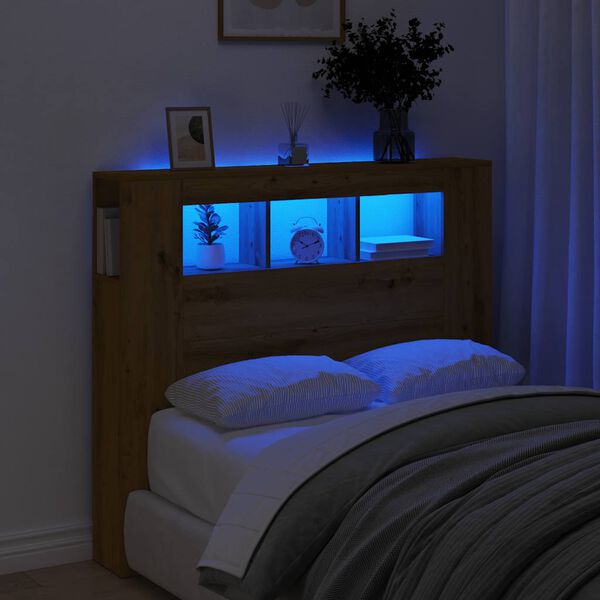 vidaXL Čelo s LED dub artisan 120x18,5x103,5 cm kompozitn&eacute; drevo