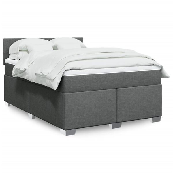 vidaXL Boxspring posteľ s matracom tmavosiv&aacute; 160x200 cm l&aacute;tka