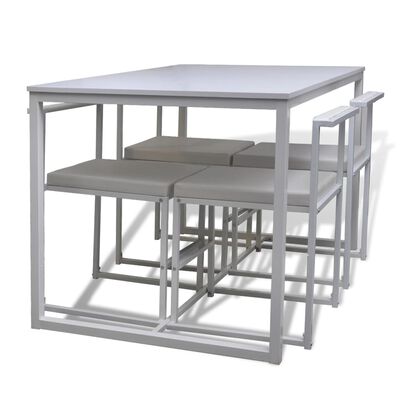 vidaXL 5-dielna jedálenská súprava stola a stoličiek, biela