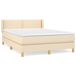 vidaXL Boxspring posteľ s matracom kr&eacute;mov&yacute; 140x190 cm l&aacute;tka