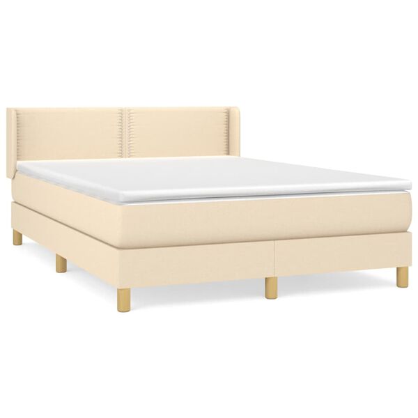 vidaXL Boxspring posteľ s matracom kr&eacute;mov&yacute; 140x190 cm l&aacute;tka
