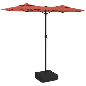 vidaXL Z&aacute;hradn&yacute; slnečn&iacute;k, dvojit&aacute; strie&scaron;ka+LED, tehlov&yacute; 316x145 cm