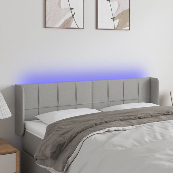 vidaXL Čelo postele s LED bledosiv&eacute; 147x16x78/88 cm l&aacute;tka