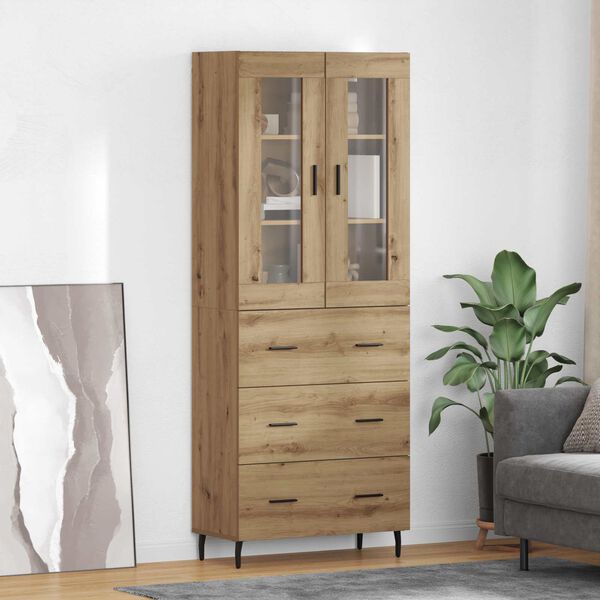 vidaXL Highboard so z&aacute;suvkou 2 pcs Remeseln&yacute; dub Kompozitn&eacute; drevo