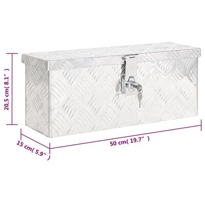 vidaXL Úložný box strieborný 50x15x20,5 cm hliník
