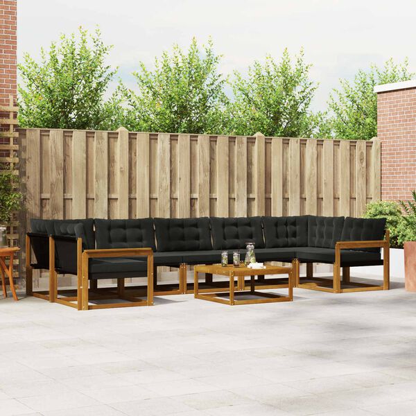 vidaXL Z&aacute;hradn&aacute; s&uacute;prava gaučov s vank&uacute;&scaron;om 8 pcs Pr&iacute;rodn&aacute; a čierna