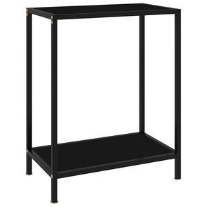 vidaXL Konzolov&yacute; stol&iacute;k, čierny 60x35x75 cm, tvrden&eacute; sklo