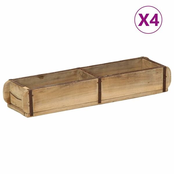 vidaXL Podnos 4 pcs Hned&aacute; 57 x 15 x 9 cm Mas&iacute;vne obnoven&eacute; drevo