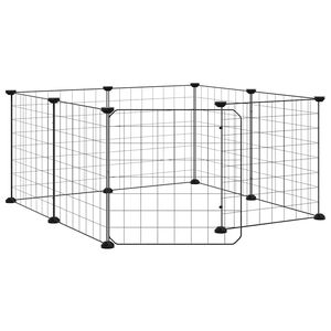 vidaXL 8-panelov&aacute; klietka pre dom&aacute;ce zvierat&aacute; s dvierkami čierna 70x70x35 cm oceľov&aacute;