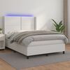 vidaXL Boxspring posteľ s matracom a LED biela 140x190 cm umel&aacute; koža