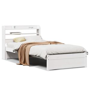 vidaXL Posteľn&yacute; r&aacute;m s čelom biely 75x190 cm borovicov&yacute; mas&iacute;v