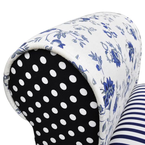 vidaXL Lavička, patchwork, modro biela