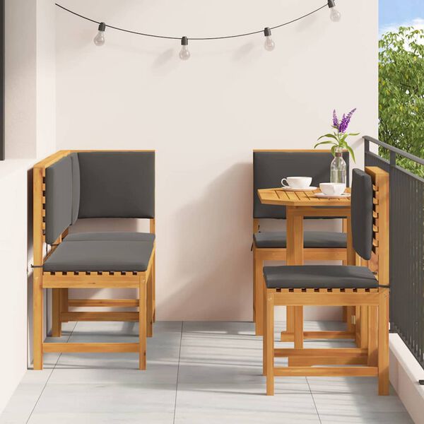 vidaXL Záhradný bistro set 4 pcs Hnedá akáciový masív