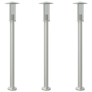 vidaXL Vonkaj&scaron;ie stojace lampy 3 ks strieborn&eacute; 100cm nehrdzavej. oceľ