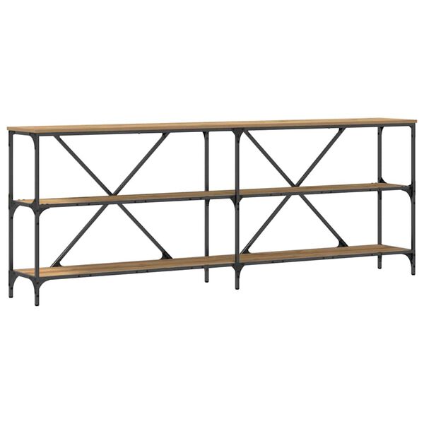 vidaXL Konzolov&yacute; st&ocirc;l s poličkou Remeseln&iacute;cky dub 200 x 30 x 75 cm