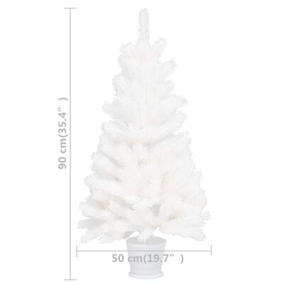 vidaXL Osvetlený umelý vianočný stromček s guľami, biely 90 cm