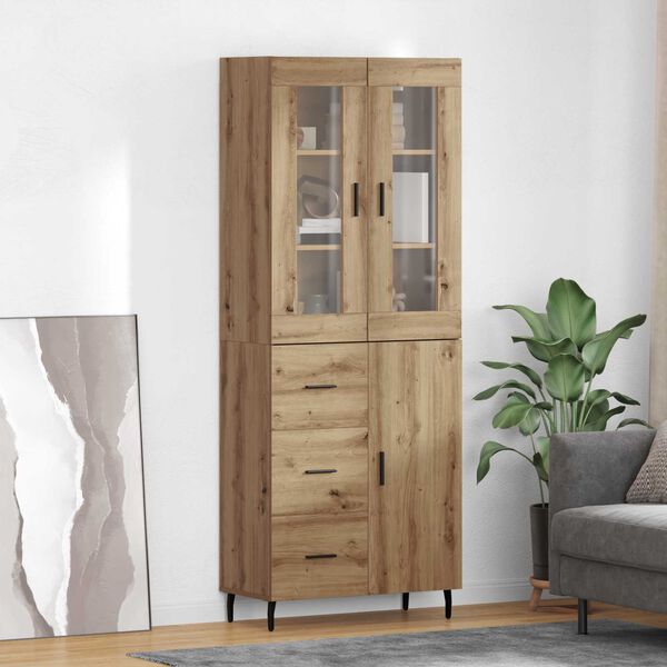vidaXL Highboard so z&aacute;suvkou 2 pcs Remeseln&yacute; dub Kompozitn&eacute; drevo