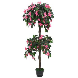 vidaXL Umel&aacute; rastlina, rododendr&oacute;n s kvetin&aacute;čom 155 cm zelen&aacute; a ružov&aacute;
