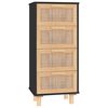 vidaXL Komoda čierna 40x30x90 cm mas&iacute;vna borovica a pr&iacute;rodn&yacute; ratan