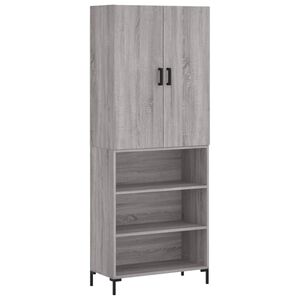 vidaXL Vysok&aacute; skrinka siv&yacute; dub sonoma 69,5x34x180 cm spracovan&eacute; drevo