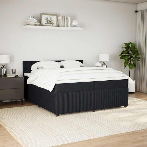 vidaXL Posteľn&yacute; r&aacute;m boxspring s matracom čierny 200x200 cm zamat