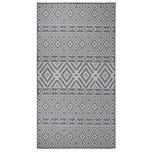 vidaXL Vonkaj&scaron;&iacute; koberec s ploch&yacute;m tkan&iacute;m 80x150 cm modr&yacute; vzorovan&yacute;