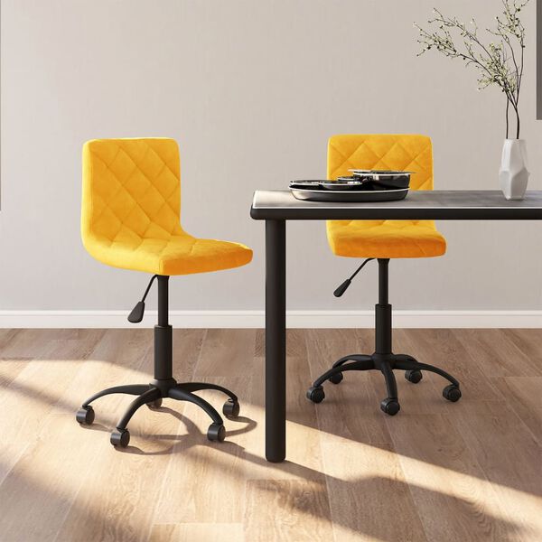 vidaXL Otočn&eacute; jed&aacute;lensk&eacute; stoličky 2 ks horčicovo-žlt&eacute; zamatov&eacute;
