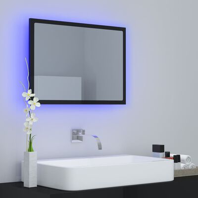 vidaXL LED kúpeľňové zrkadlo lesklé čierne 60x8,5x37 cm akryl