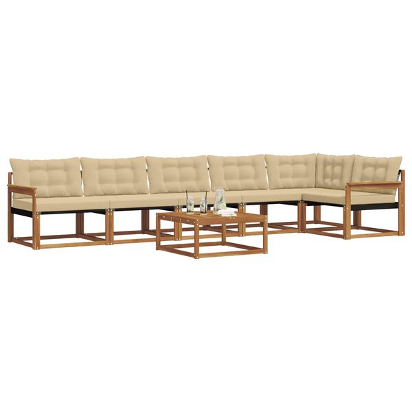 vidaXL Z&aacute;hradn&aacute; s&uacute;prava gaučov s vank&uacute;&scaron;om 7 pcs Pr&iacute;rodn&aacute; a b&eacute;žov&aacute;