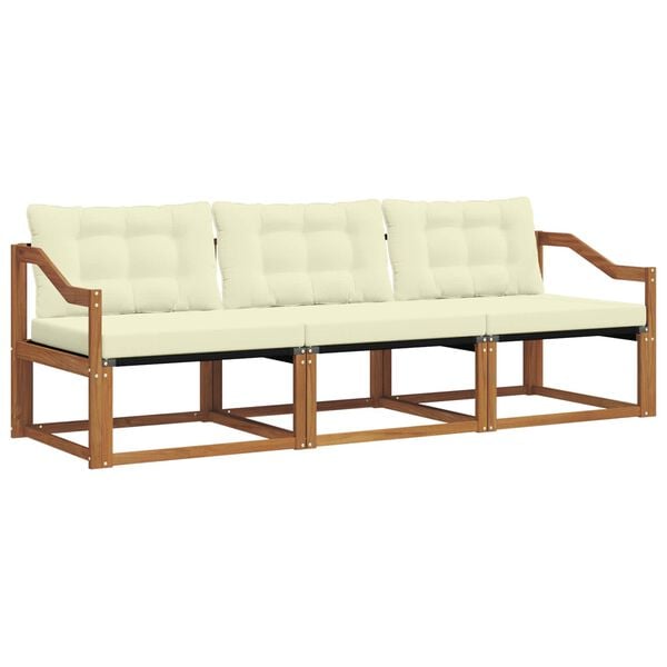 vidaXL Z&aacute;hradn&aacute; s&uacute;prava gaučov s vank&uacute;&scaron;om 3 pcs Pr&iacute;rodn&aacute; a kr&eacute;mov&aacute;