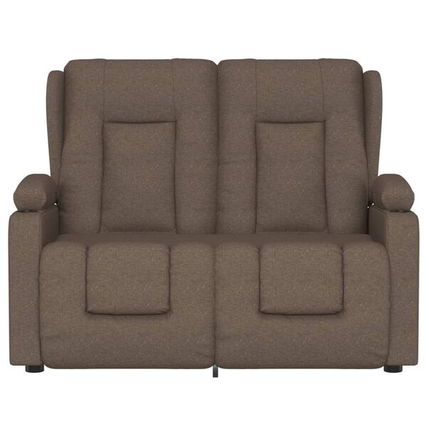 vidaXL 2-miestne sklápacie masážne kreslo+držiaky na poháre, sivohnedé